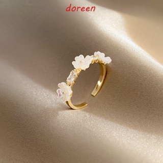 Doreen แหวน รูปดอกกุหลาบ ประดับเพชรเทียม สไตล์เกาหลี