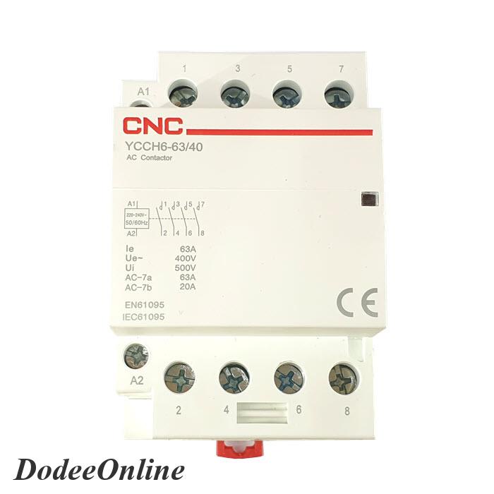 แมกเนติก-คอนแทคเตอร์-cnc-คอยล์คอนโทรล-220vac-ขนาด-63a-4p-dinrial-วงจรไฟฟ้า-4no-รุ่น-contact-63a-4no-dd