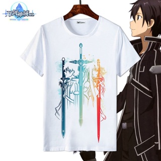 อะนิเมะเสื้อยืดผู้หญิง♠❆Sword Art Online Anime เสื้อยืดผู้ชายและผู้หญิงแขนสั้นฤดูร้อนสองมิติ Kirito SAO รอบคอหลวมเส_05