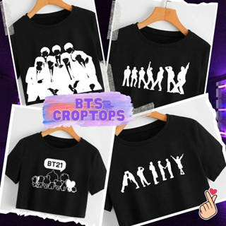 BTS CROPPED TOPS BTS Minimalist Black Croptops Vinyl Print Bangtan Sonyeondan ARMY Tops_11
