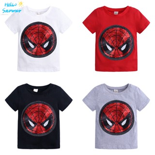 พร้อมส่ง เสื้อยืด ผ้าฝ้าย ปักเลื่อม เปลี่ยนสีได้ แฟชั่นฤดูร้อน สําหรับเด็กผู้ชาย และเด็กผู้หญิง 2022
