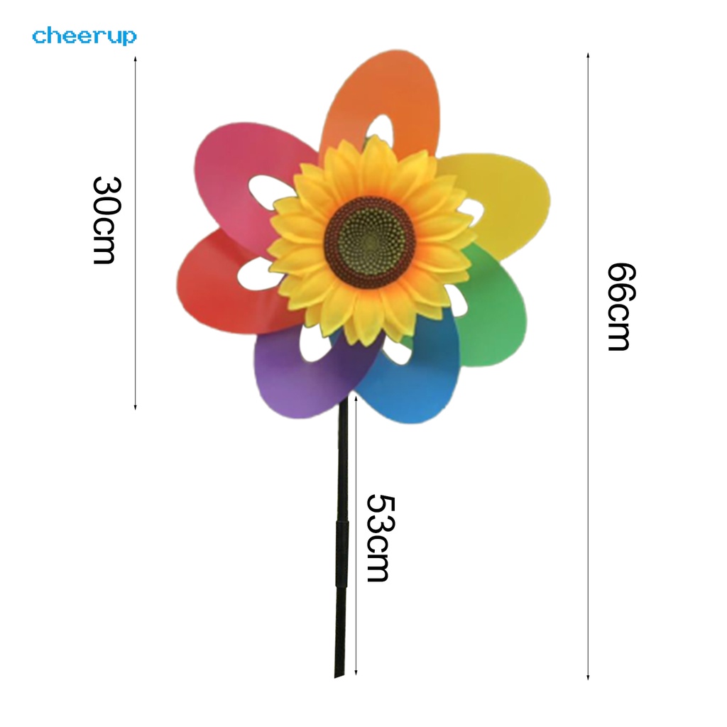 cheerupf-กังหันลม-พลาสติก-รูปดอกไม้-สีรุ้ง-สําหรับกลางแจ้ง-1-ชุด