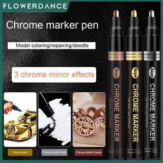 Metallic Liquid Chrome Mirror Marker Pen Gold Silver Copper Waterproof Ink Mirror Reflective Paint Diy Craftwork Metal Pens Flowerdance