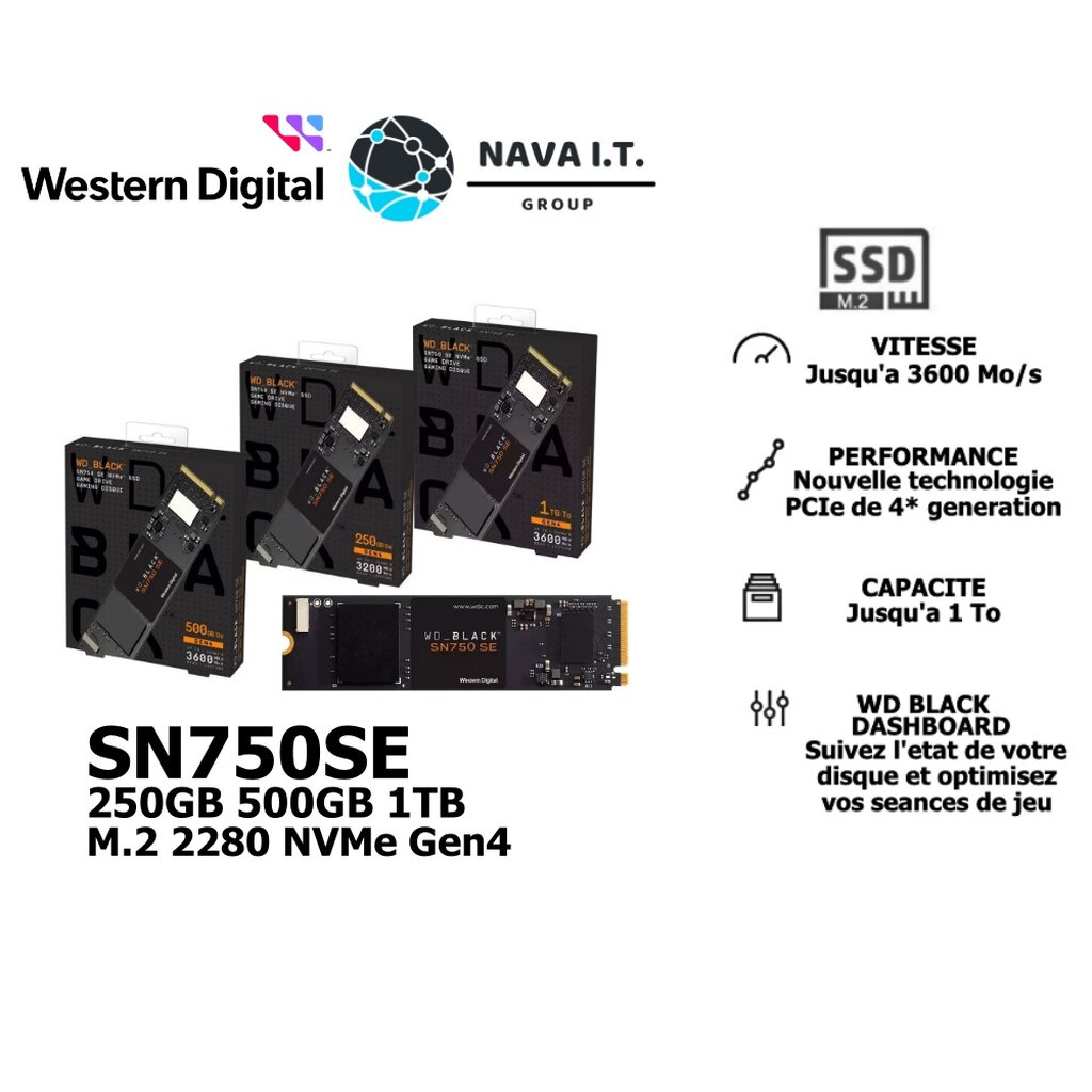 ภาพหน้าปกสินค้า️ส่งด่วนใน1ชม.ทักแชท ️ WD BLACK SN750SE 250GB 500GB 1TB M.2 2280 NVMe Gen4 ประกันศูนย์5 ปี จากร้าน nava.it บน Shopee