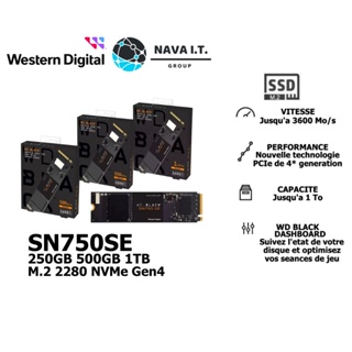 ภาพขนาดย่อของภาพหน้าปกสินค้า️ส่งด่วนใน1ชม.ทักแชท ️ WD BLACK SN750SE 250GB 500GB 1TB M.2 2280 NVMe Gen4 ประกันศูนย์5 ปี จากร้าน nava.it บน Shopee