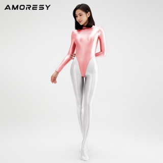 Amoresy o Series ชุดว่ายน้ําแขนยาว เซ็กซี่ ยืดหยุ่น รูปตัว T สําหรับผู้หญิง