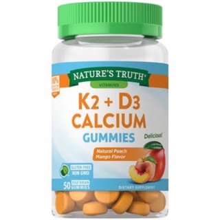 Natures Truth D3 + K2 Calcium Gummies, Natural Peach Mango 50 gummies