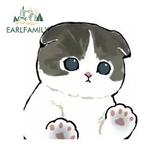 Earlfamily สติกเกอร์ ลายแมวน่ารัก กันน้ํา 13 ซม. x 12.7 ซม. สําหรับติดตกแต่งกระจกรถยนต์ รถจักรยานยนต์