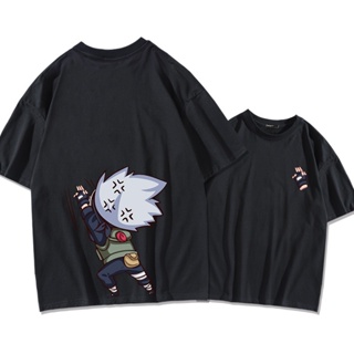 เสื้อยืดผ้าฝ้ายแขนสั้นพิมพ์ลาย Naruto Hatake Kakashi สไตล์ญี่ปุ่นสําหรับผู้ชาย_07