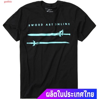 gothic เสื้อยืดลำลอง Sword Art Online Swords T-Shirt Black Short sleeve T-shirts สไตล์แฟชั่นที่เรียบง่าย_05