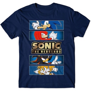 PRIA MARVEL Adult Clothes Sonic The Hedgehog Gold Foil Logo t-shirt for Adult Knuckles, Shadow, Miles t-shirt Adult_01