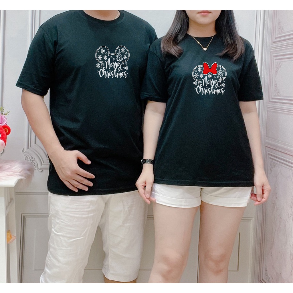 s-5xl-ผ้าฝ้าย-100-เสื้อยืดคู่รัก-พิมพ์ลาย-disney-christmas-chuple-christmas-couple-couple-couple-romantic-couple-recen