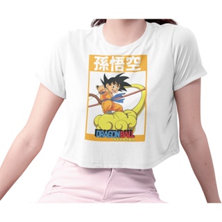 เสื้อยืดครอปทอป ลายซุนโกคูเด็ก โงกุน Son Goku Kid T-shirt ดราก้อนบอล Dragon Ball ใส่สบายแบรนด์ Khepri 100% cotton c_04