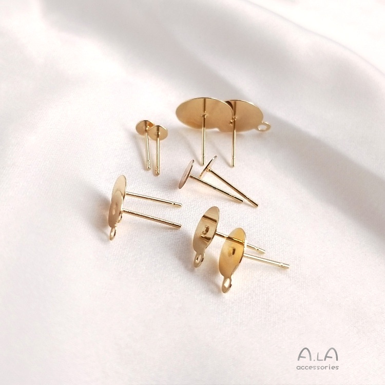 เครื่องประดับdiyขายส่ง-ถาดต่างหู-ชุบทอง-14k-พร้อมแหวน-แฮนด์เมด-diy-ตุ้มหู-ต่างหูหนีบ-ที่เกี่ยวหู