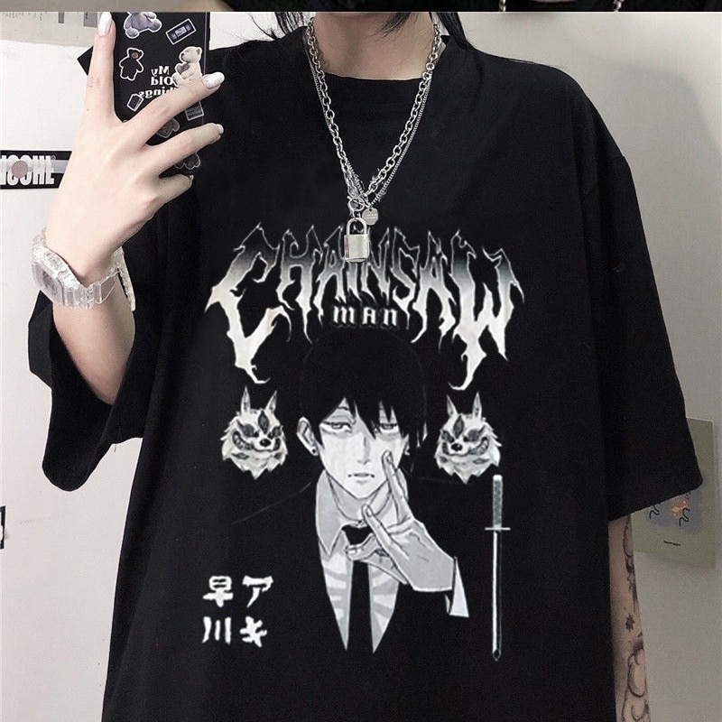 เสือยืดผู้ชาย-harajuku-chainsaw-man-t-shirt-men-short-sleeve-pure-cotton-t-shirt-leisure-anime-manga-aki-hayakawa-24