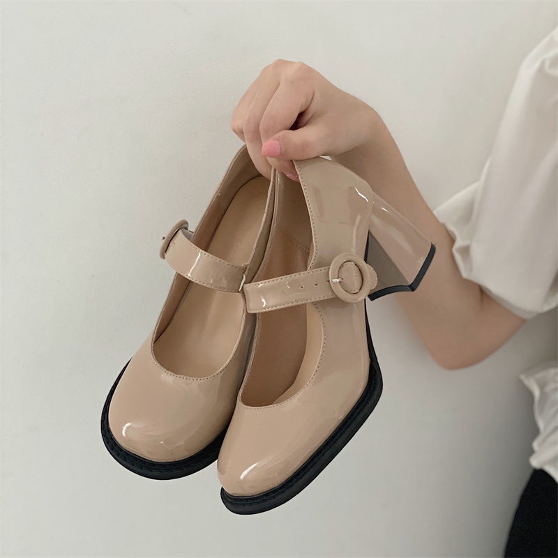 ส่งจากไทย-รองเท้าหนังเล็ก-ๆ-ของ-mary-zhen-retro-zhen-มีความหนารอบ-ๆ-ส้นหนารองเท้าส้นสูงรองเท้าส้นสูงของผู้หญิง