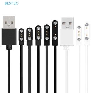 Best3c สายชาร์จแม่เหล็ก USB 2 Pin สีดํา สีขาว สําหรับสมาร์ทวอทช์