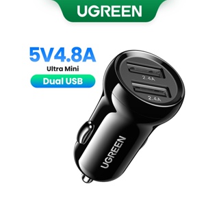 สินค้า UGREEN ที่ชาร์จ USB แบบคู่ แรงดันไฟ 4.8A ขนาดเล็ก สำหรับรถยนต์