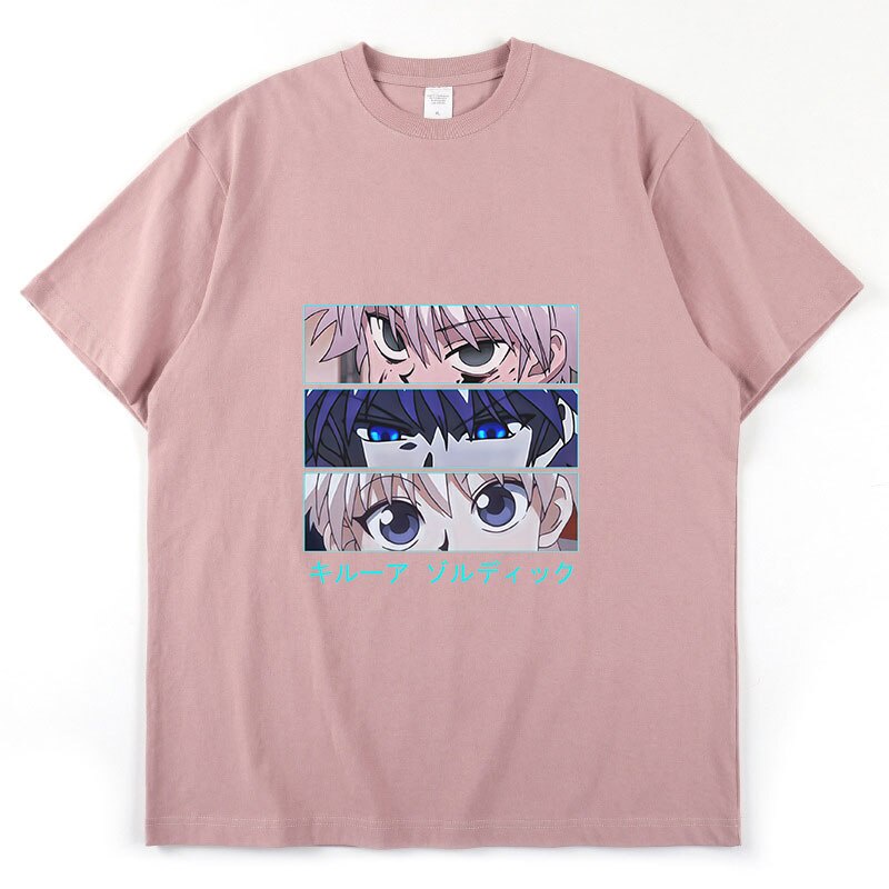 เสื้อยืดแขนสั้น-ผ้าฝ้าย-ทรงหลวม-พิมพ์ลายการ์ตูน-hunter-x-hunter-kurapika-killua-zoldyck-eyes-แฟชั่นฤดูร้อน-สไตล์เรโ-05