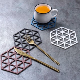 【AG】Table Mat Anti-scalding Anti-slip Geometry Adiabatic Solid Color Dining Room Tableware Insulation Mat