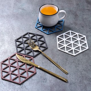 【AG】Table Mat Anti-scalding Anti-slip Geometry Adiabatic Solid Color Dining Room Tableware Insulation Mat