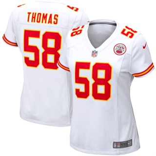 เสื้อกีฬารักบี้ NFL Kansas City Chief Chiefs Rugby Jersey 58#Derrick เสื้อกีฬา Thomas Jersey สําหรับผู้หญิง