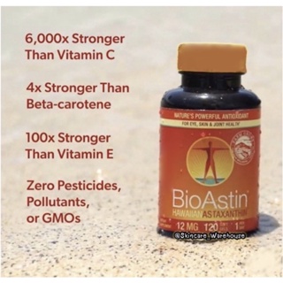 ภาพขนาดย่อของสินค้าพร้อมส่ง nutrex BioAstin Hawaiian Astaxanthin 12 mg., 120 Gel Caps Exp 03/25 สาหร่ายแดง