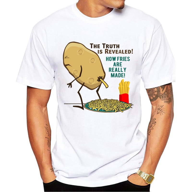 Teehub เสื้อยืดแขนสั้น พิมพ์ลายมันฝรั่งทอด ออกแบบดี ตลก แฟชั่นสําหรับ