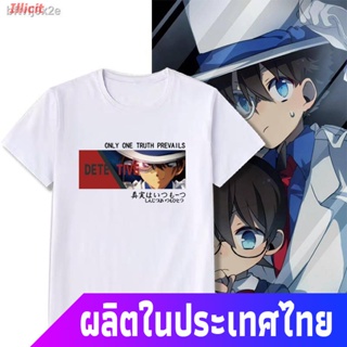 100%COTTONIllicit นักสืบโคนันเสื้อยืดผู้ชาย 【เสื้อยืดอนิเมะ】&gt;Detective Conan Shinichiran Kaito Kidd Grey Original Ins เ