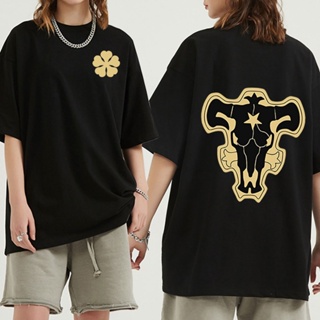 Black Clover Double-sided Print Anime T-shirt Men Harajuku Tshirt Hip Hop Tops Black Tee shrit_01
