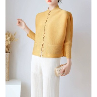 Best Seller!! 2MUAY รุ่น GJO2066 เสื้ออัดพลีทงานคุณภาพ BASIC BUTTON FRONT PLEAT TOP 15สี FREE SIZE