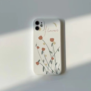 เคสโทรศัพท์มือถือ ลายการ์ตูนดอกไม้ สีขาว สําหรับ iPhone 7 8plus x xr xsmax 11 pro max 12 12pro max 14 14plus 13 13promax