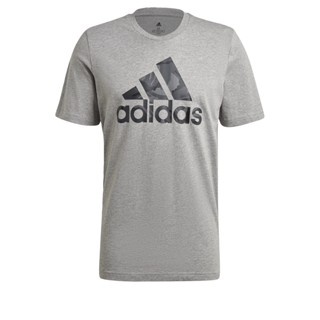 adidas ไลฟ์สไตล์ เสื้อยืดลายพราง Essentials ผู้ชาย สีเทา GK9637