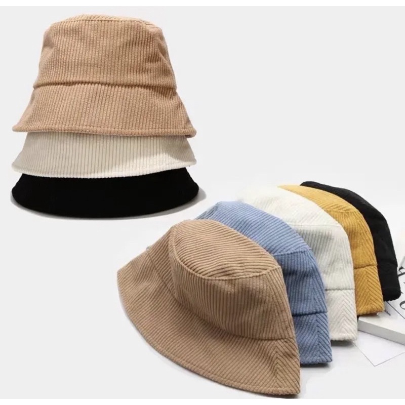 ภาพหน้าปกสินค้าFM000 หมวกบัคเก็ต ผ้าลูกฟูก สีพื้น แบบเรียบง่าย หมวก สไตล์เกาหลี สําหรับผู้หญิง และนักเรียน จากร้าน kyingying77 บน Shopee