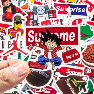 พร้อมส่ง New Sup Supreme sticker สติกเกอร์กันน้ำรูปแบบที่แตกต่างกัน, 50 ชิ้น dragon ball one piece NARUTO