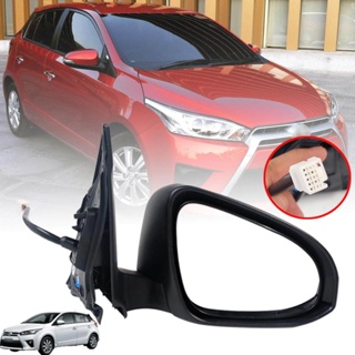 กระจกมองข้าง รถยนต์ รุ่น โตโยต้า ยาริส TOYOTA YARIS ปี 2013 - 2017 สีดำ ข้างขวา 7 สาย ปรับไฟฟ้า พับไฟฟ้า มีไฟเลี้ยว