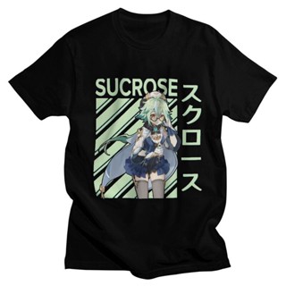 Cotton T-Shirt Sucrose Genshin Impact T Shirt for Men 100% Tee Tops Anime Game Tshirts Short Sleeved Novelty Haraju_05