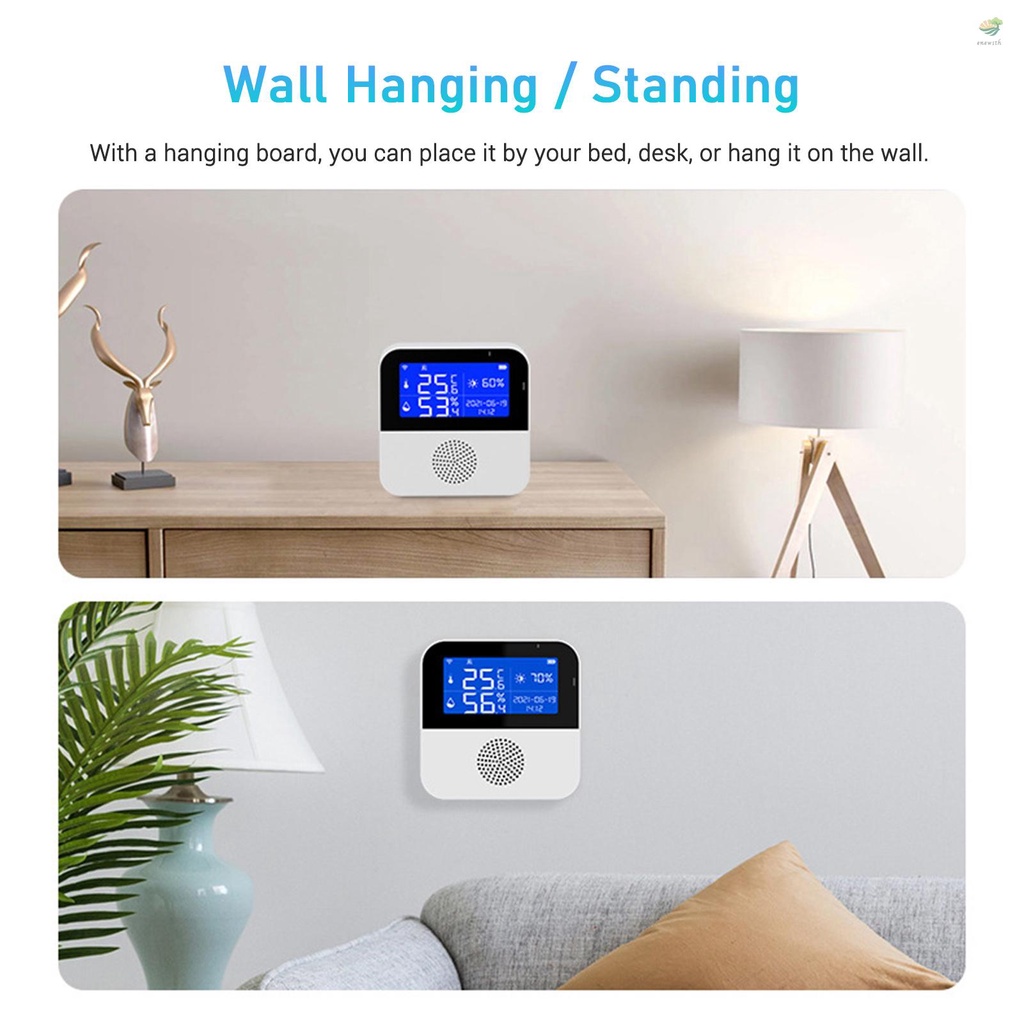 enewsth-เครื่องวัดอุณหภูมิความชื้น-wi-fi-เซนเซอร์อุณหภูมิ-2-9-นิ้ว-ควบคุมผ่านแอพ-tuya-หน้าจอ-lcd-มีไฟแบ็คไลท์-พร้อมวันที่เวลาสําหรับบ้าน