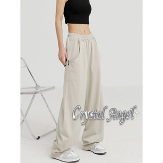 Crystal กางเกงขายาว กางเกงเอวสูง กางเกงขายาวผู้หญิง สไตล์เกาหลี 2023 ใหม่ 010701