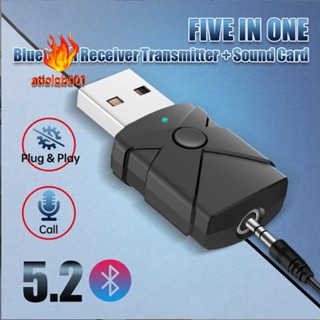 อะแดปเตอร์รับส่งสัญญาณเสียงบลูทูธไร้สาย 5.2 USB 3.5 มม. Aux Music Dongle สําหรับทีวี รถยนต์ ลําโพง PC