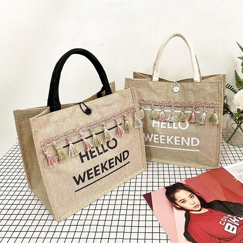 กระเป๋ากระสอบhello-weekend-กระเป๋าสานแฟชั่น-ขนาด34-28-13-รวมกระเป๋าสาน