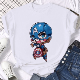เสื้อยืด พิมพ์ลายกราฟิก Disney Marvel Super Hero Kawaii Avengers Spider Man Iron Man Captain America 90s สําหรับผู้_07