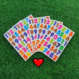 สติ๊กเกอร์ ตัวเลข (แพ็ค 10 แผ่น) สีสันสดใส หลากสี ติดไดอารี่ scrapbook ของใช้น่ารักๆ Number sticker