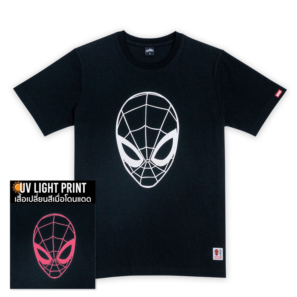 marvel-men-uv-sensitive-spider-man-t-shirt-เสื้อยืดผู้ชายลายสไปเดอร์แมน-เทคนิคสียูวีเปลี่ยนสีเมื่อโดนแดด-สินค้าล-01