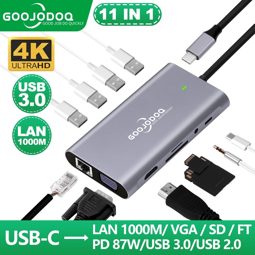 GOOJODOQ 11 in 1 USB C HUBสําหรับเครื่องอ่านการ์ด MacBook Pro Type C ...