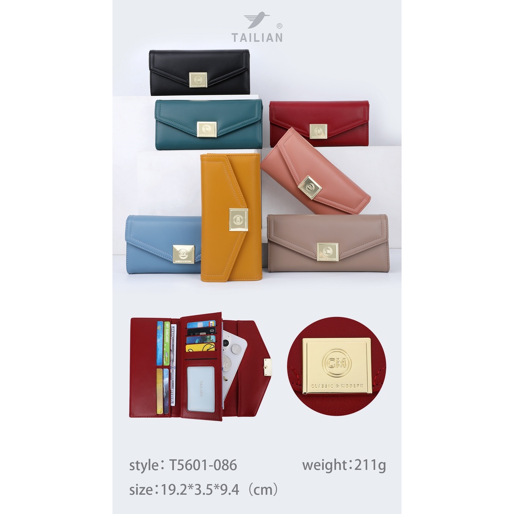 กระเป๋าสตางค์ใบยาว-classic-amp-modern-tailian-กระเป๋าสตางค์ใบใหญ่-3พับ-กระเป๋าสตางค์ยาวของผู้หญิงt5601-086