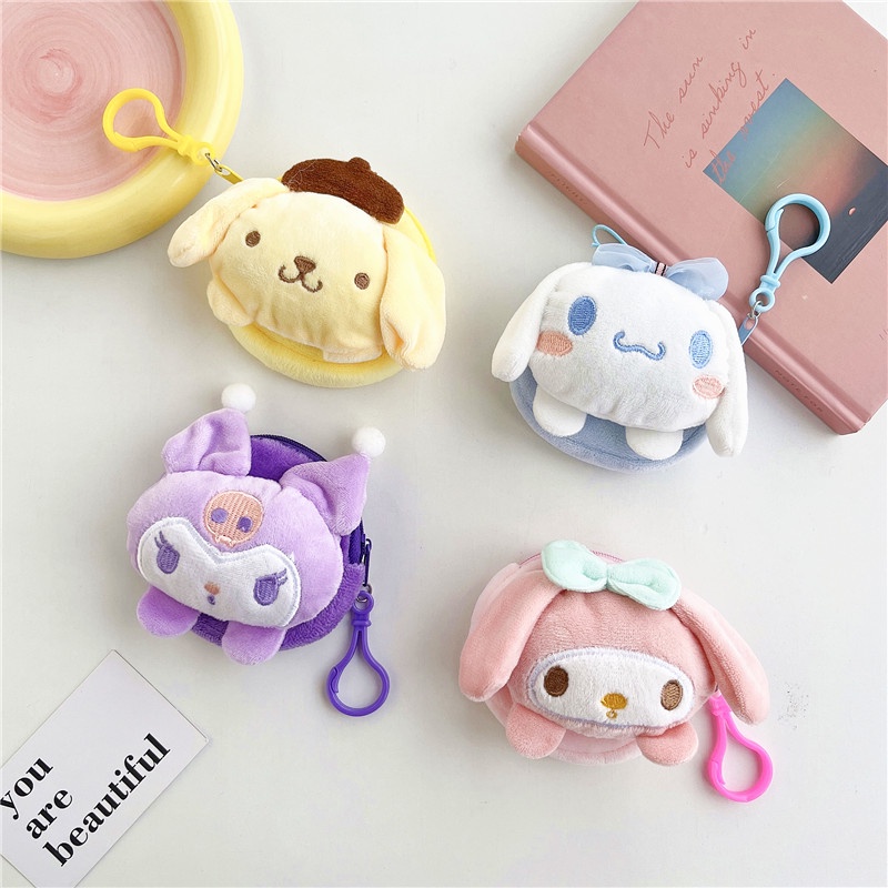 กระเป๋าเก็บหูฟัง-สายเคเบิ้ล-usb-และเหรียญ-ลายการ์ตูน-melody-kuromi-มีซิป-ขนาดเล็ก-แบบพกพา