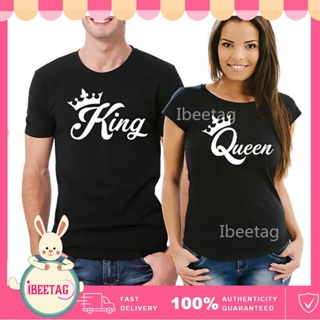 couple t shirt เสื้อคู่ลาย ชุดเสื้อยืดคู่รัก พิมพ์ลาย King Queen เหมาะกับของขวัญวาเลนไทน์ แฟชั่นฤดูร้อน สําหรับผู้ห_05