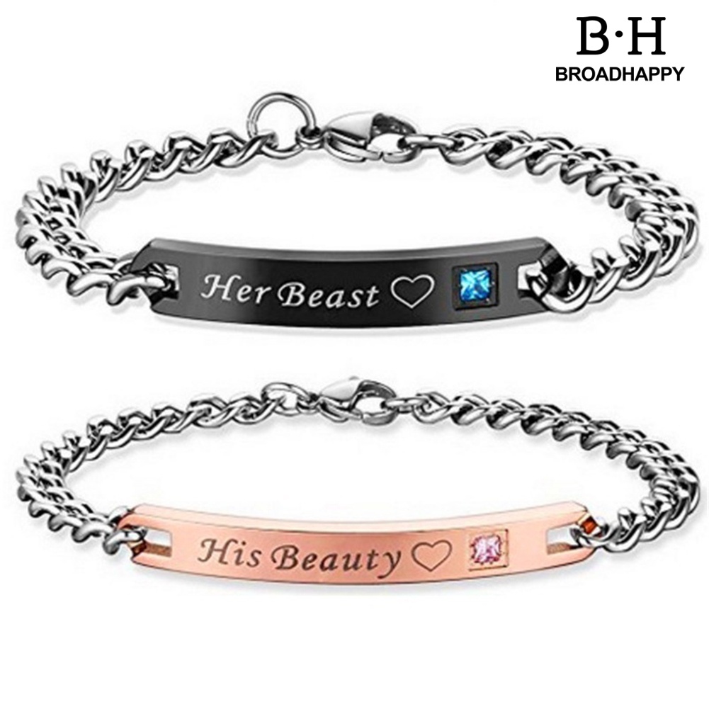 bh-i-romantic-her-beast-king-his-beauty-queen-สร้อยข้อมือเหล็กไทเทเนียม-สําหรับคู่รัก