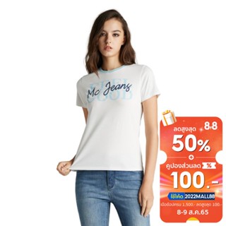 Mc Jeans เสื้อยืดแขนสั้นผู้หญิง คอกลม สีขาว ผ้านุ่ม ใส่สบาย ไม่ระคายเคืองผิว MTTZ539เสื้อยืดแขนสั้นสไตล์เกาหลีสำหรั_23